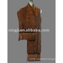 Knitted nature mink fur shawl